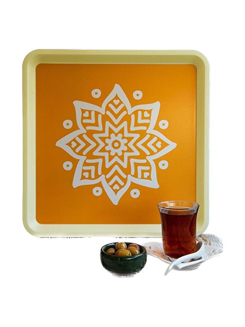 Alaçatı Tepsi - Sarı - 32,5x32,5 cm-1