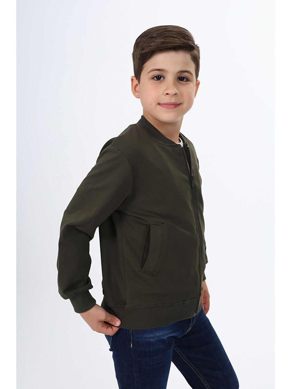 Haki Erkek Çocuk Baskılı Hırka-2