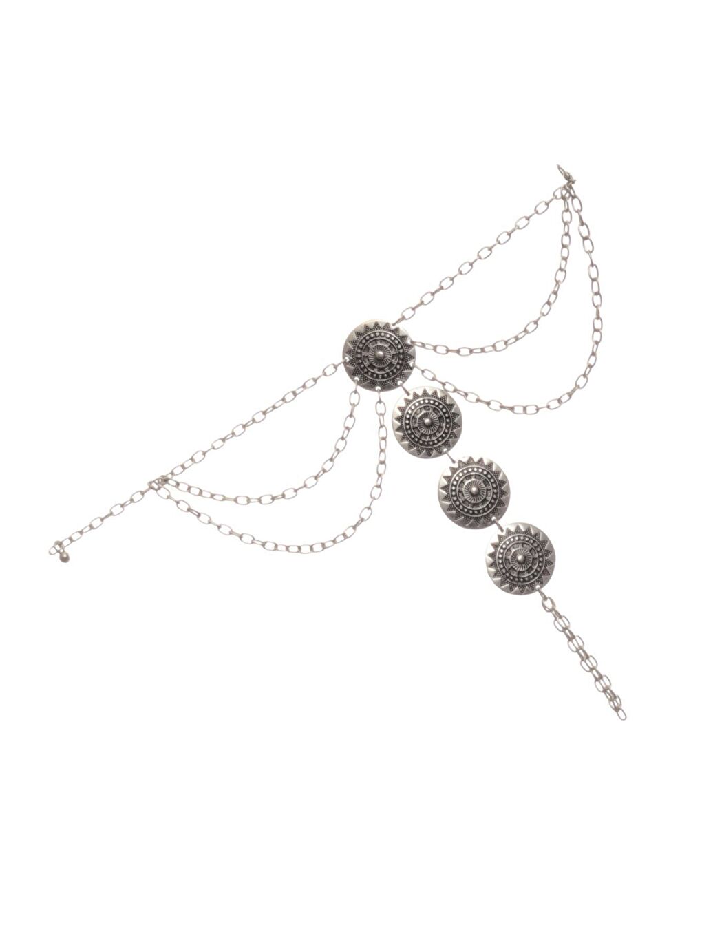 Gri Kadın Zincirli Model Etnik Motifli Tasarım Ayak Şahmeranı