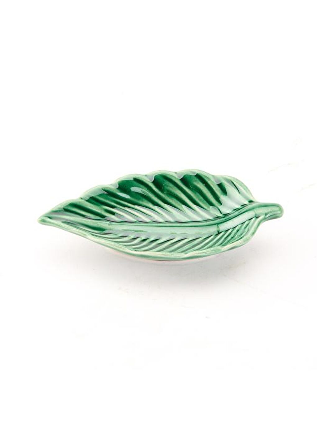 Seramik Yaprak Çerezlik - Yeşil - 13x7 cm-2