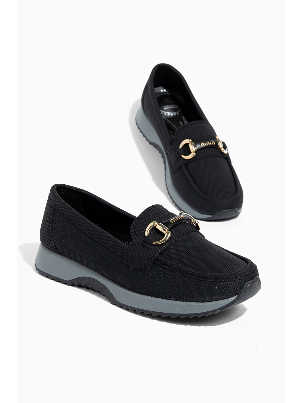 Siyah D0275 Günlük Ortopedik Dolgu Topuklu Kadın Babet Loafer