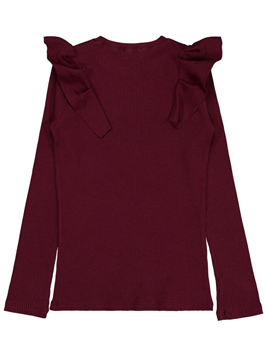 Girls Omuz Fırfırlı 10-13 Yaş Sweatshirt - Bordo 12-13 Yaş-1