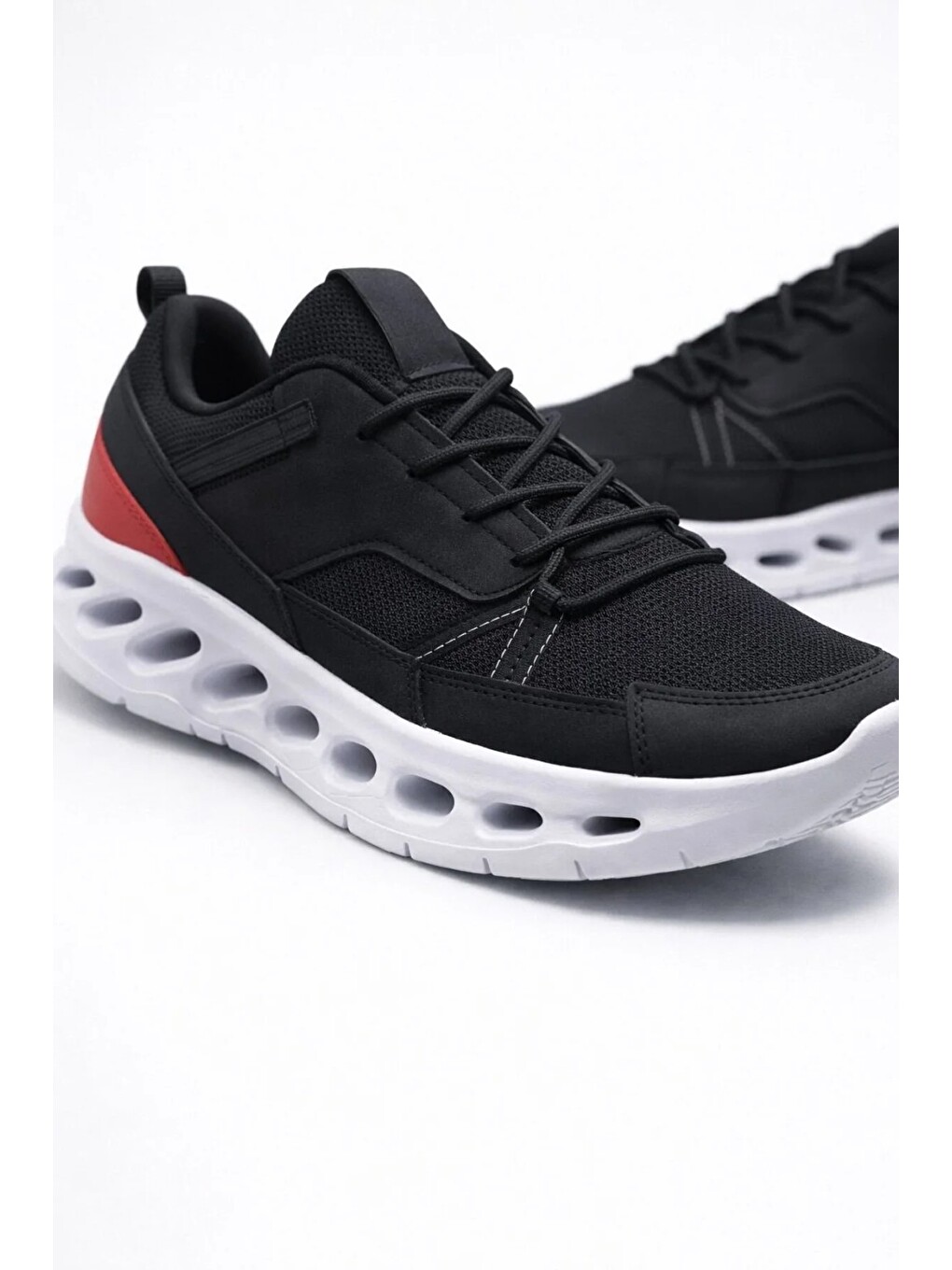 Siyah Erkek Beyaz Street Style Sneaker Hafif Esnek Taban Günlük Kullanım Spor Yürüyüş Ayakkabısı-2