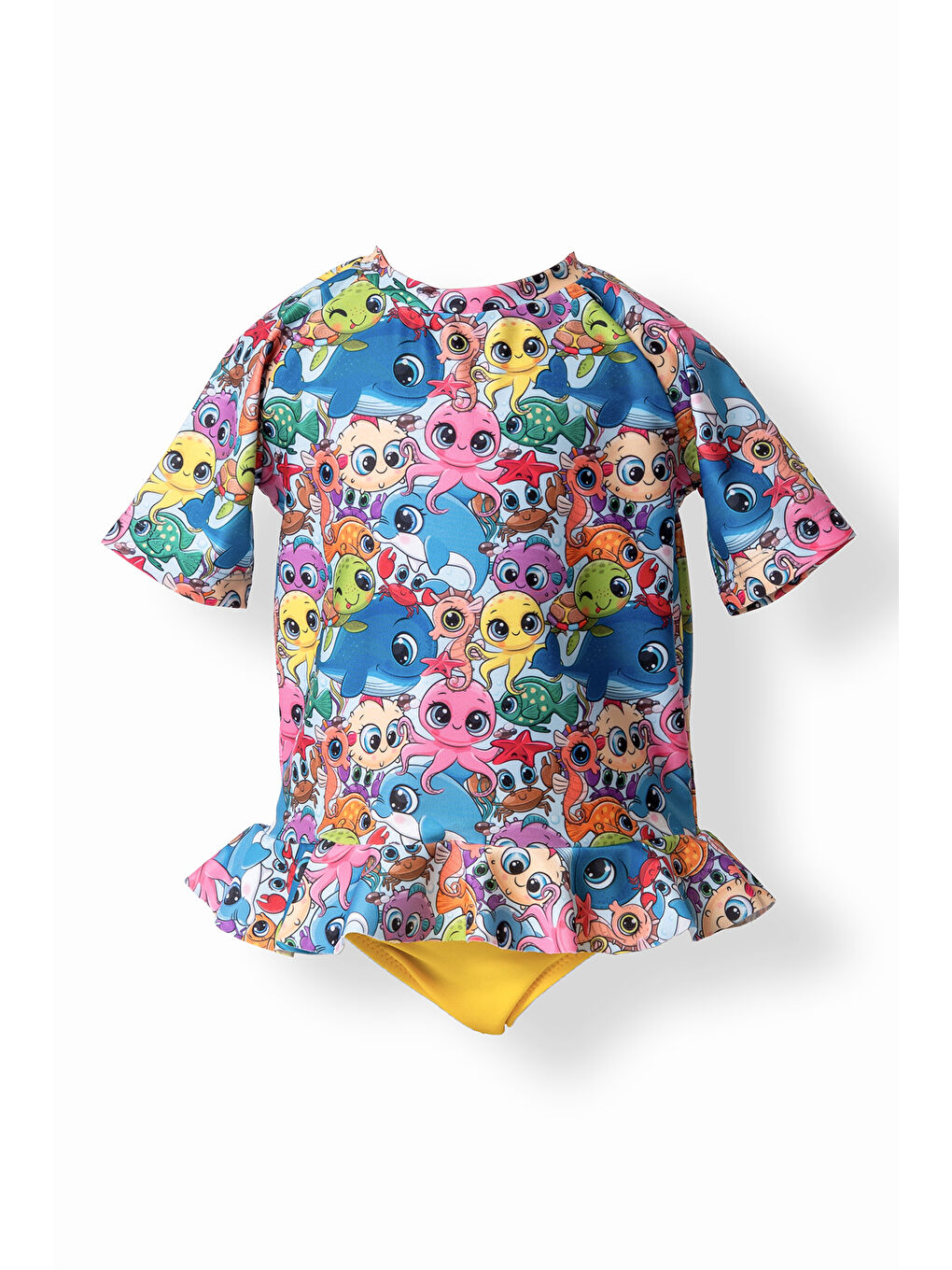 UV Korumalı Kız Çocuk Bebek Uzun Kollu Üst Etek Takım 5103 Mavi-3