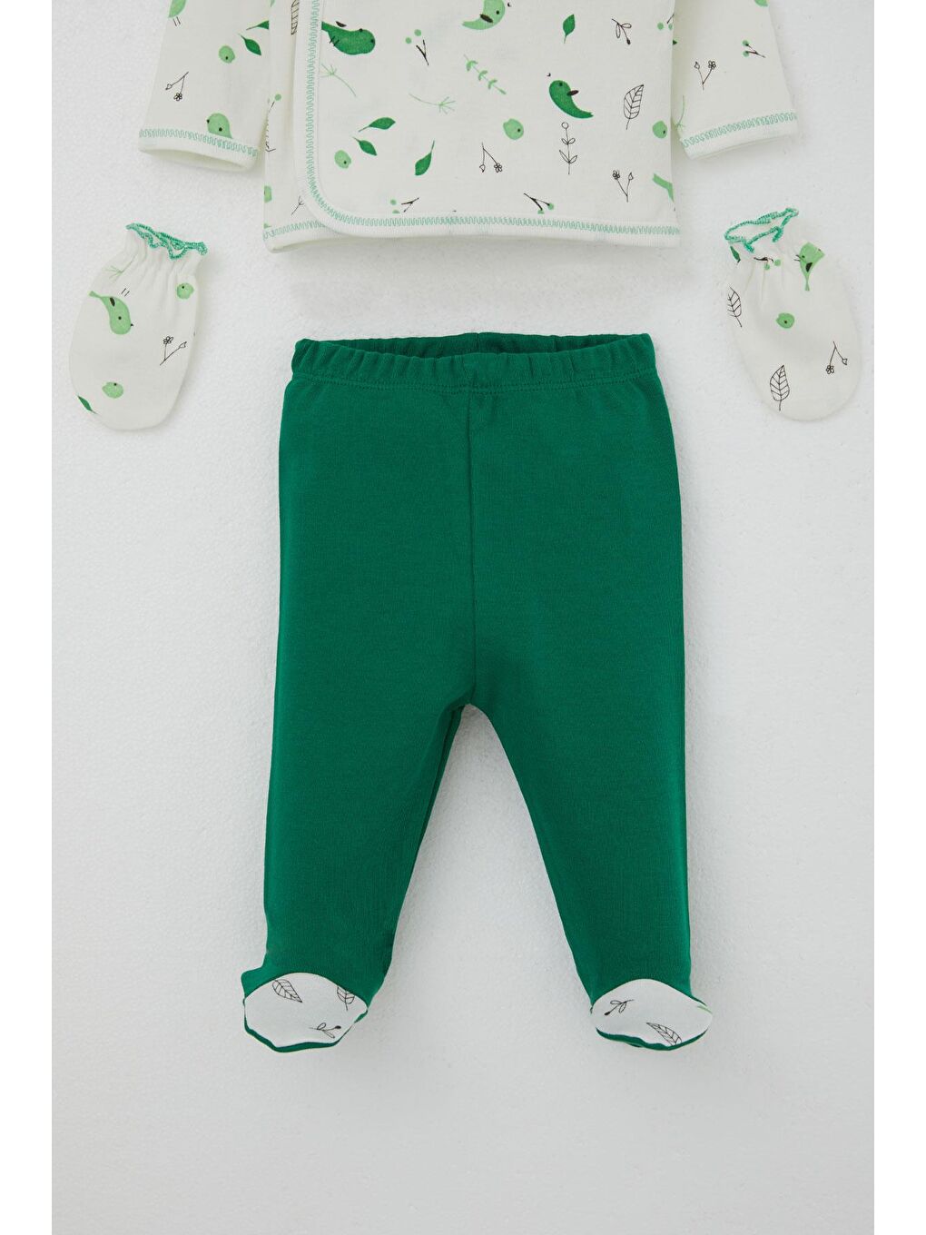 Kız Bebek Hastane Çıkışı 5 Li Bahar Temalı Sevimli Minik Serçe Desenli Ekru (0-3 Ay)-3