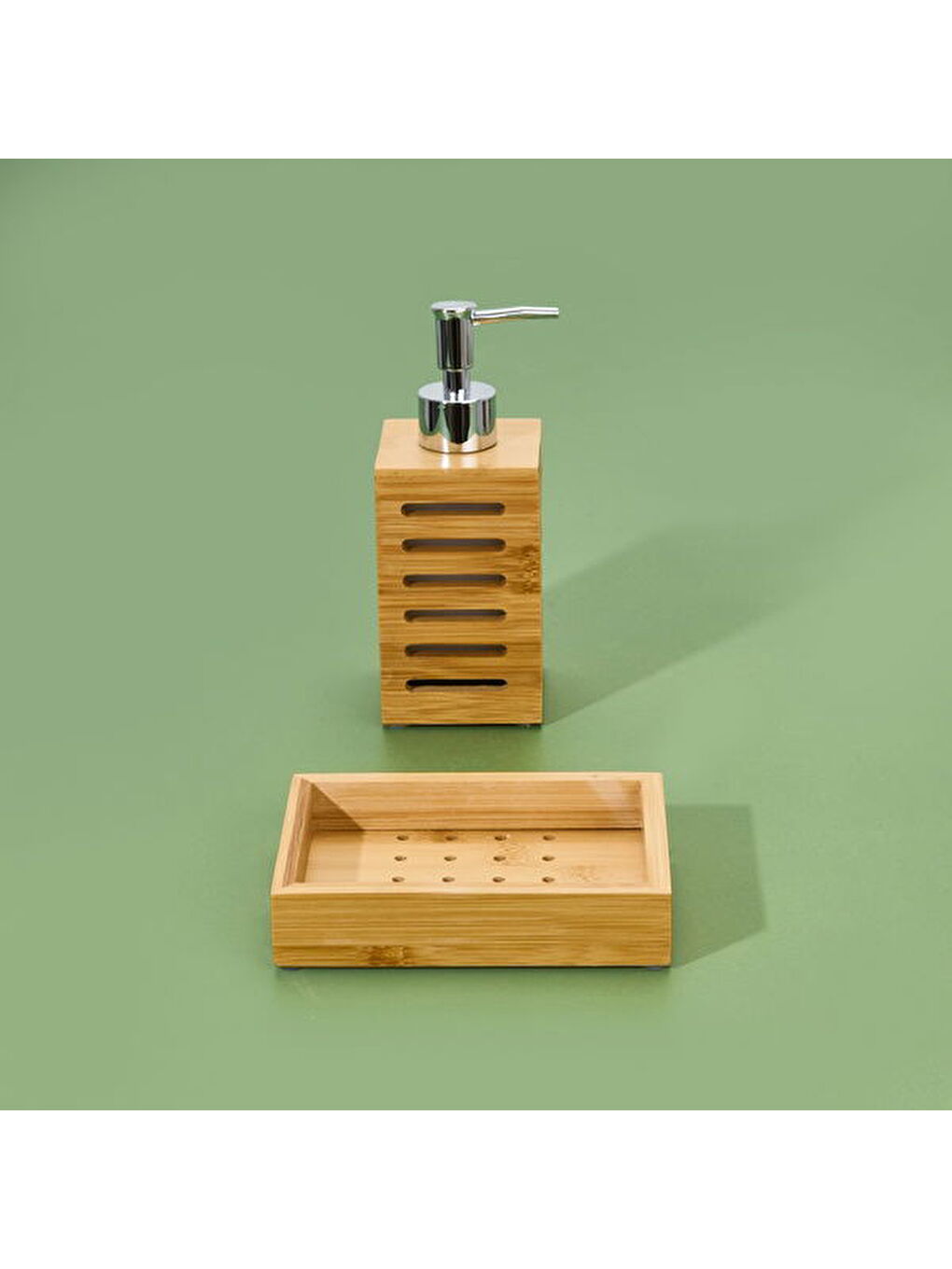 Bambu 5'li Banyo Seti - Bej-1