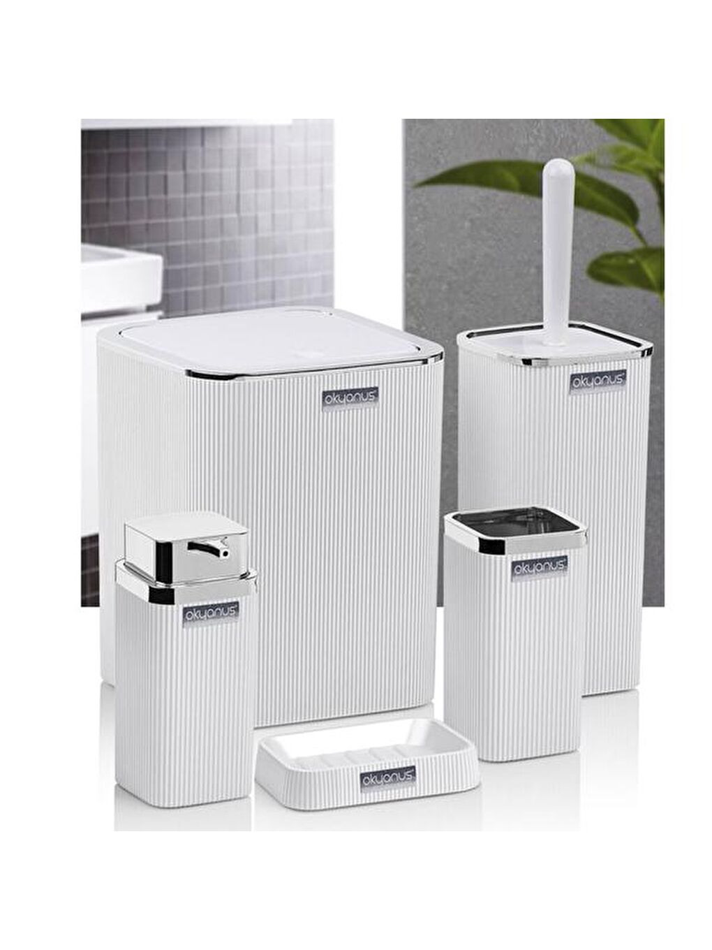 Stella 5'li Banyo Seti - Beyaz / Krom