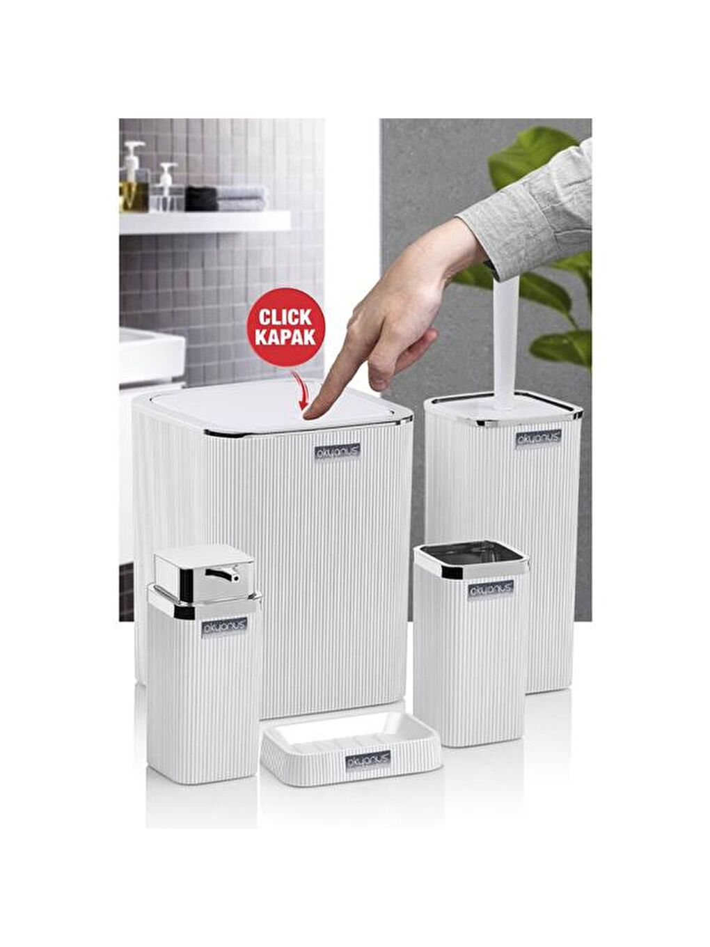 Stella 5'li Banyo Seti - Beyaz / Krom-1