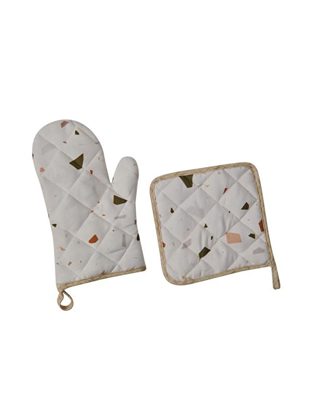 Karışık Terrazzo Mutfak Eldiveni Ve Tutaç Seti - 20x20 cm + 17x30 cm