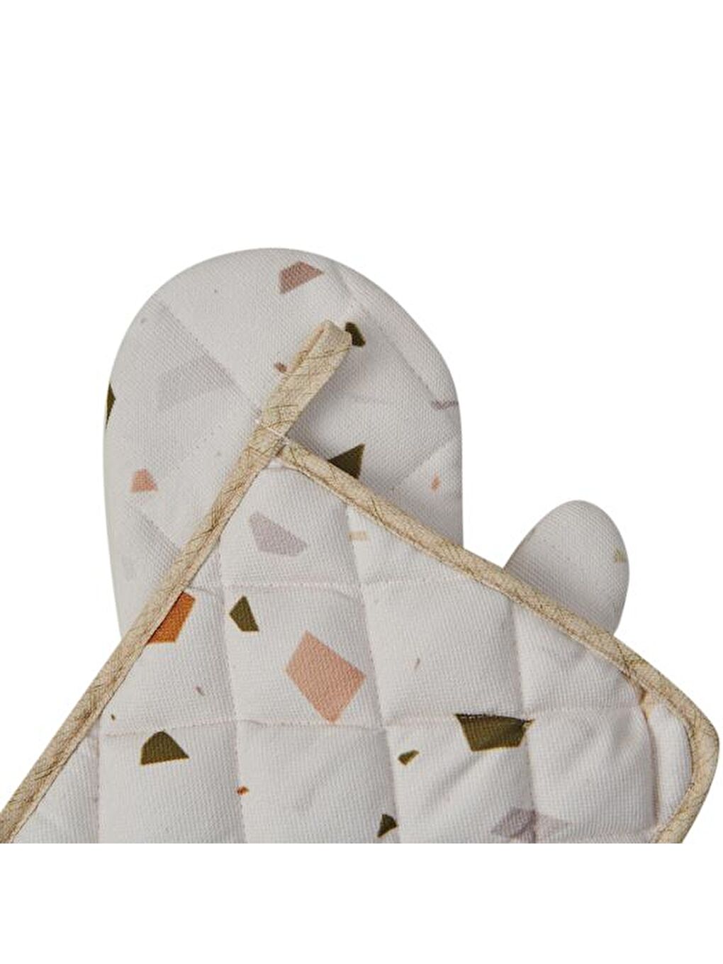 Karışık Terrazzo Mutfak Eldiveni Ve Tutaç Seti - 20x20 cm + 17x30 cm-1