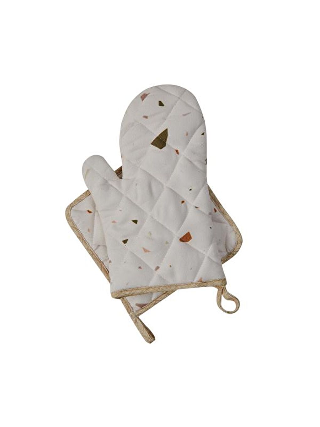 Karışık Terrazzo Mutfak Eldiveni Ve Tutaç Seti - 20x20 cm + 17x30 cm-2