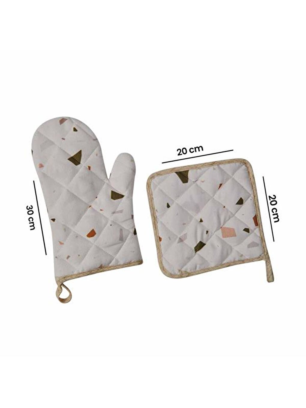 Karışık Terrazzo Mutfak Eldiveni Ve Tutaç Seti - 20x20 cm + 17x30 cm-3