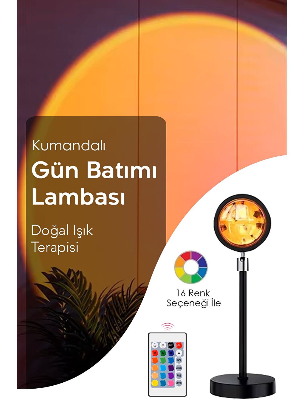 Siyah Kumandalı Batımı Lamba Fotoğraf Çekimi USB LED Işık Gece Masa Lambası Dekoratif Işık 16 Renk