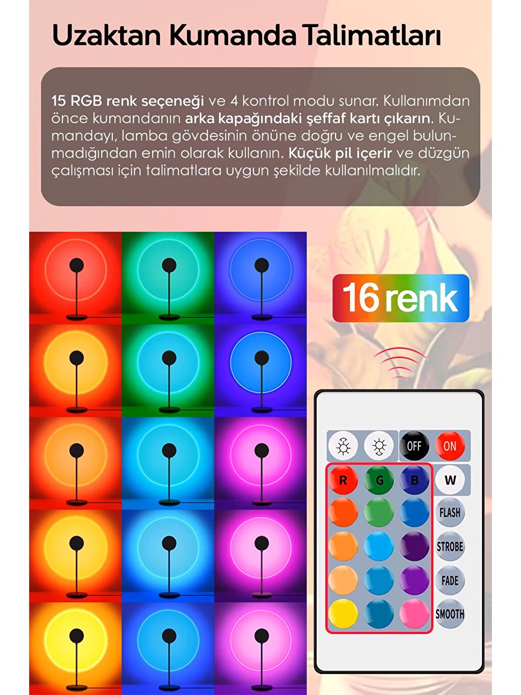 Siyah Kumandalı Batımı Lamba Fotoğraf Çekimi USB LED Işık Gece Masa Lambası Dekoratif Işık 16 Renk-2