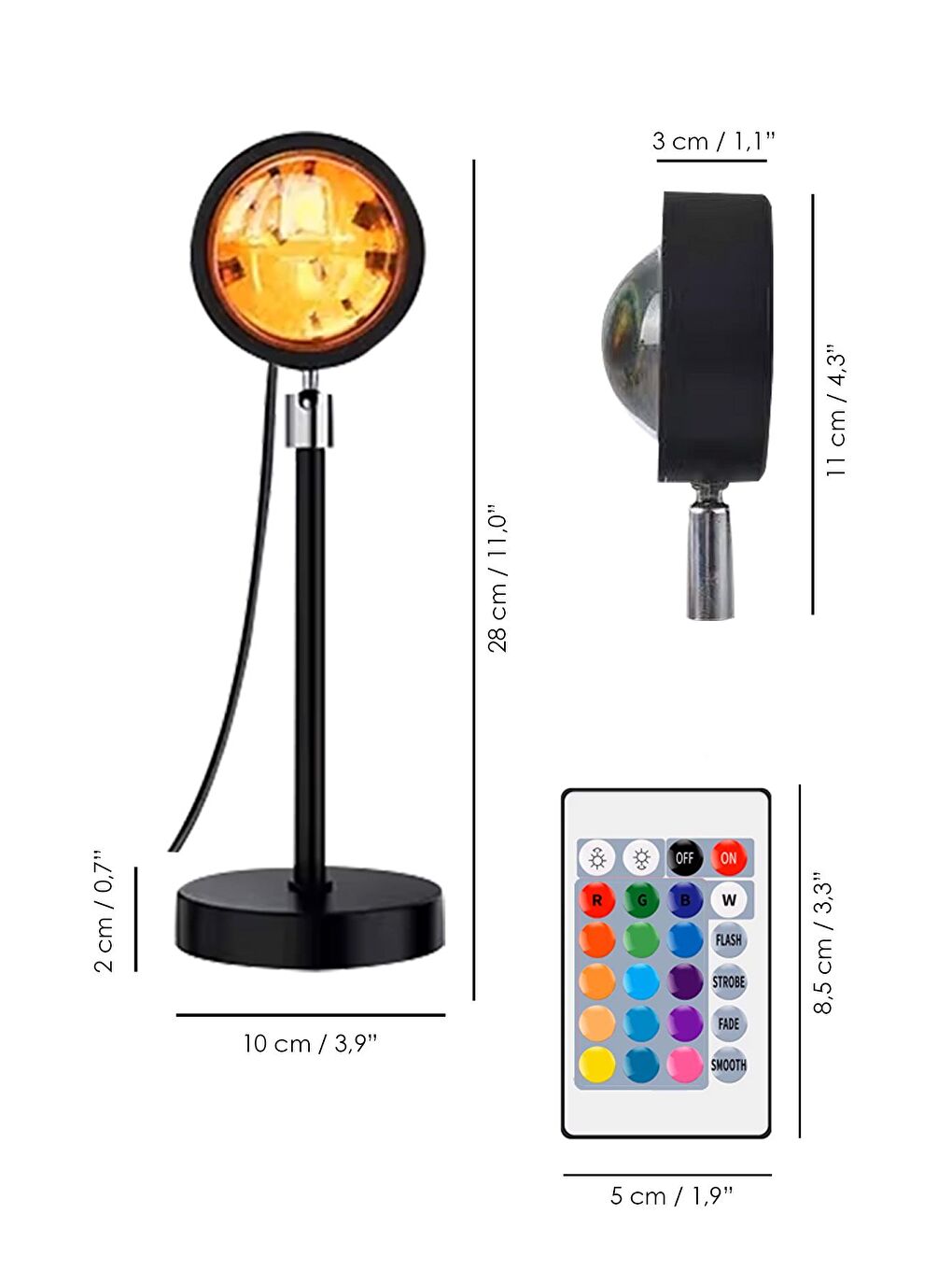 Siyah Kumandalı Batımı Lamba Fotoğraf Çekimi USB LED Işık Gece Masa Lambası Dekoratif Işık 16 Renk-4