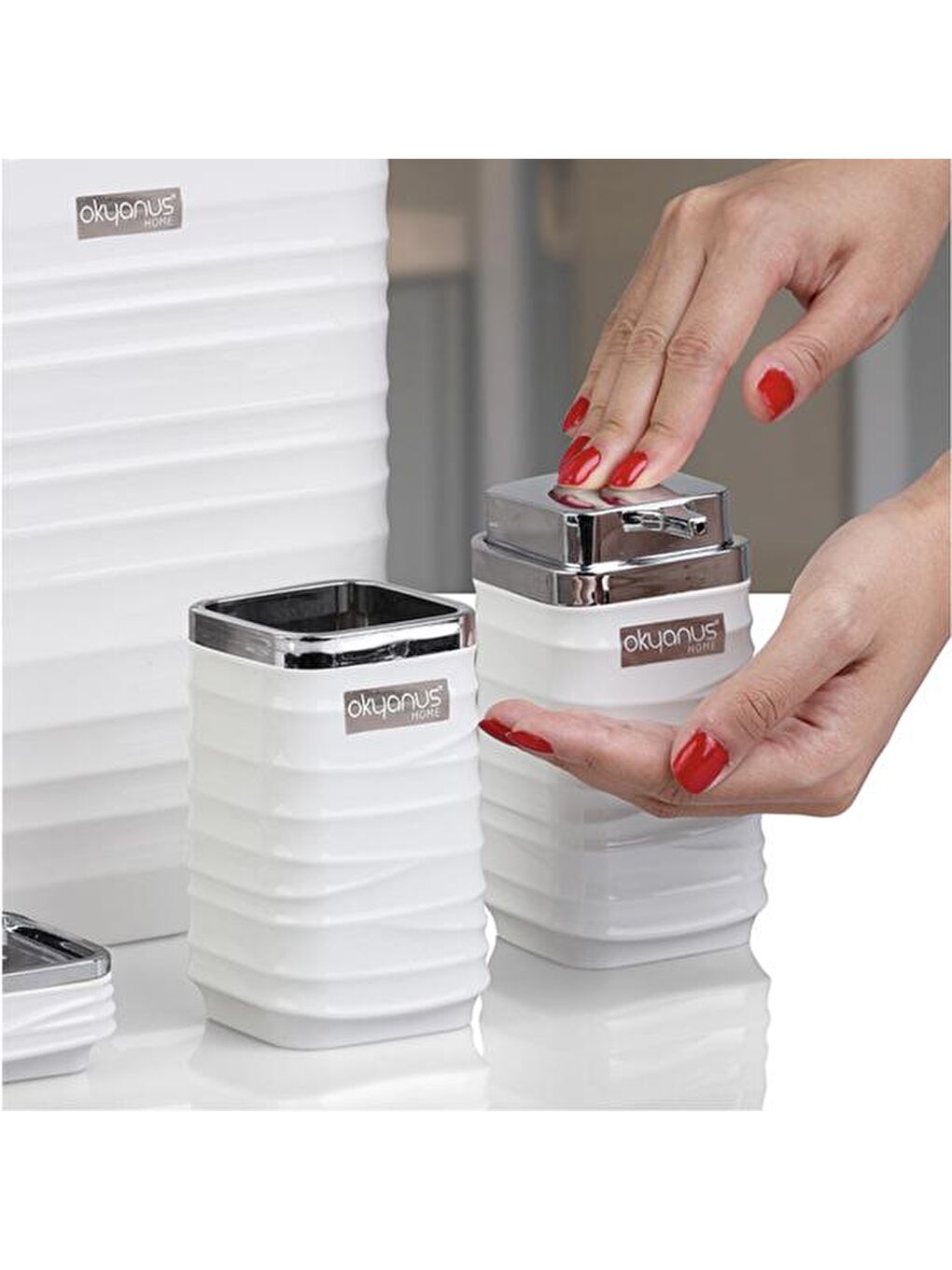 Luna Kare 5’li Banyo Seti - Beyaz-1