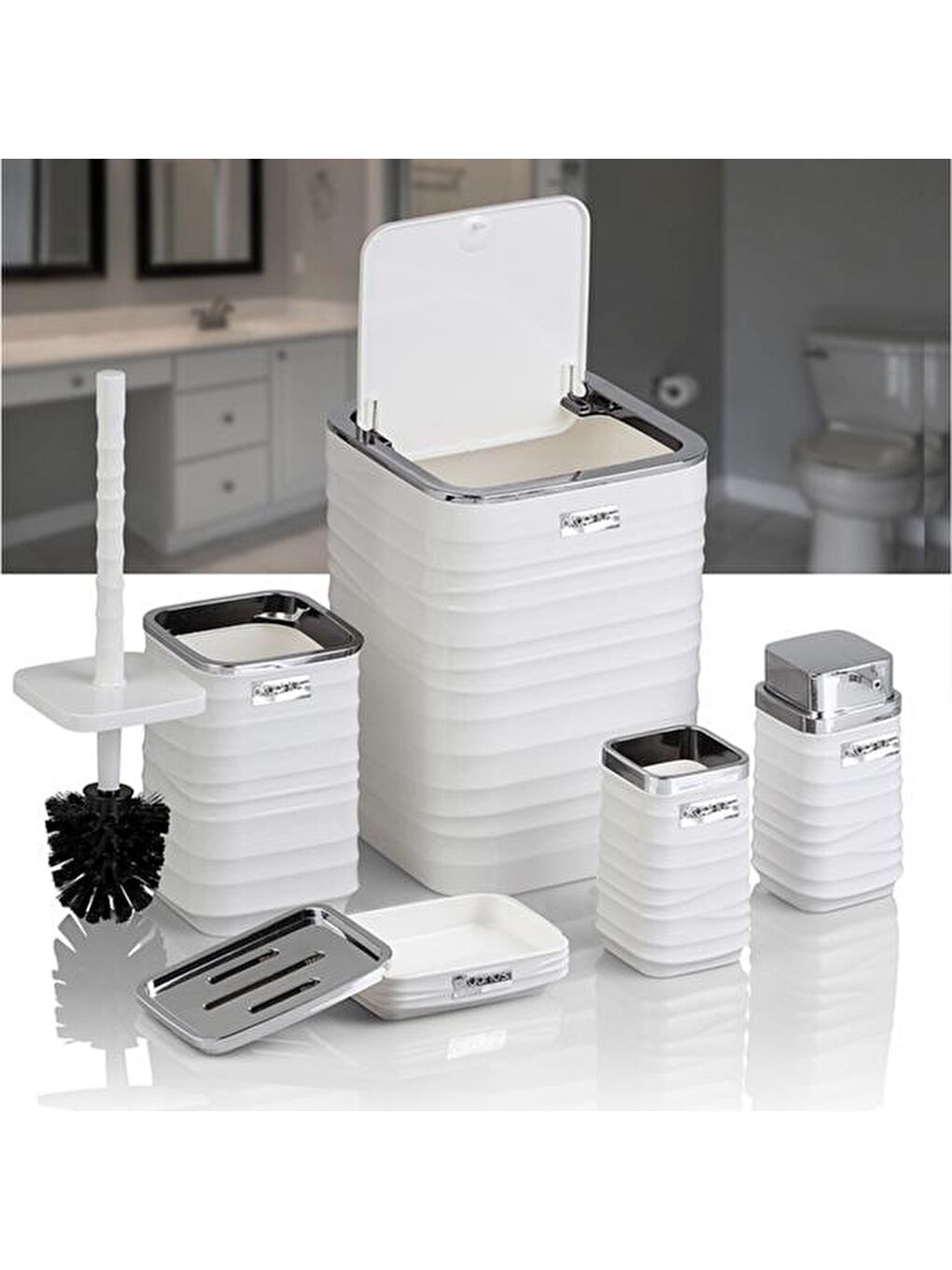 Luna Kare 5’li Banyo Seti - Beyaz-2