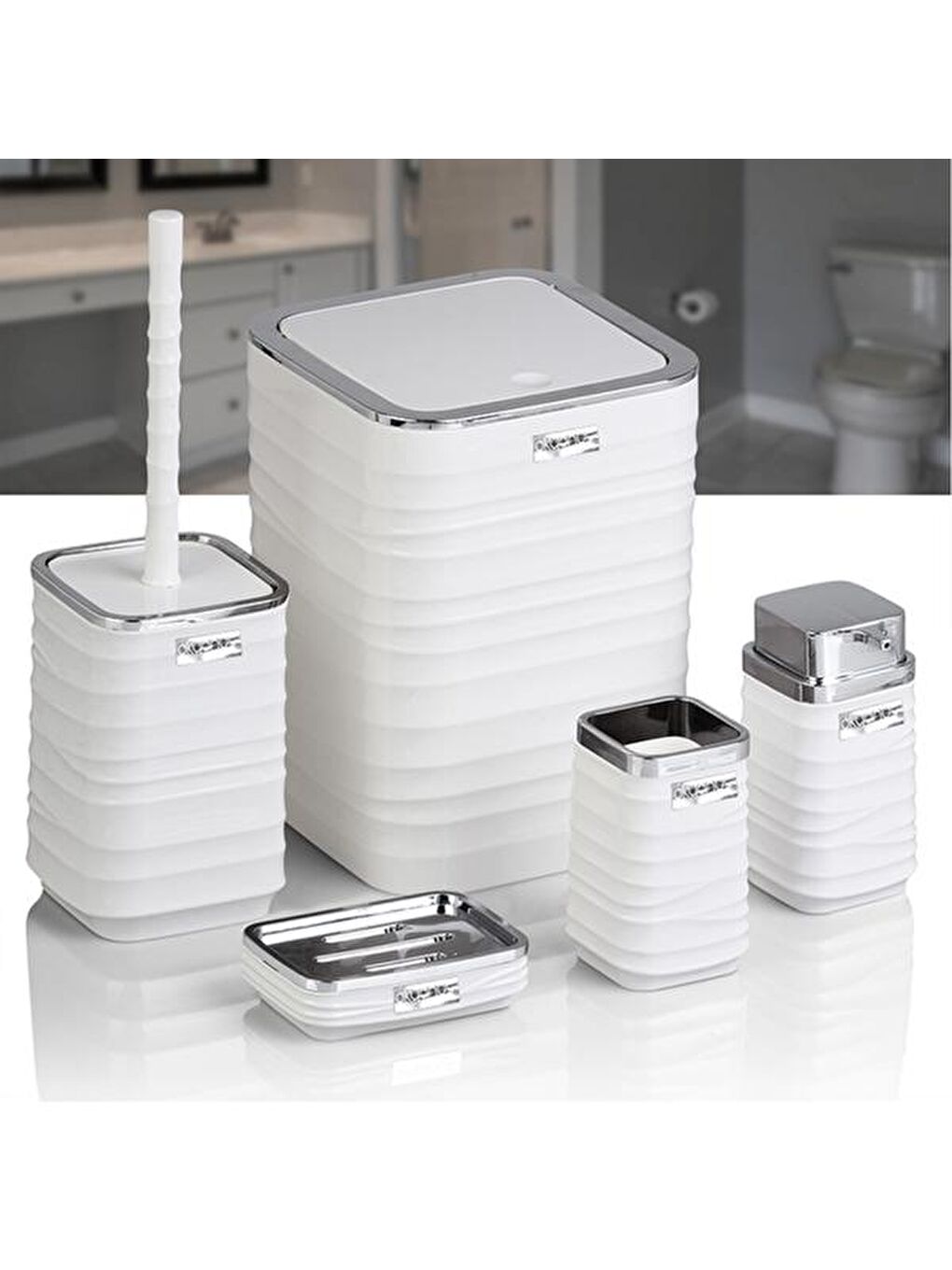 Luna Kare 5’li Banyo Seti - Beyaz-4