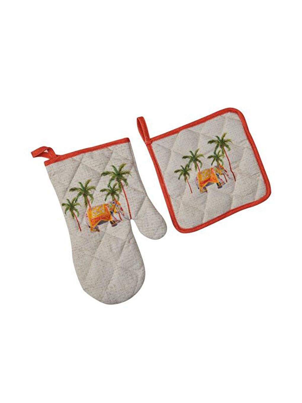 Karışık Ethnic Elep Mutfak Eldiveni Ve Tutaç Seti - 20x20 cm + 17x30 cm