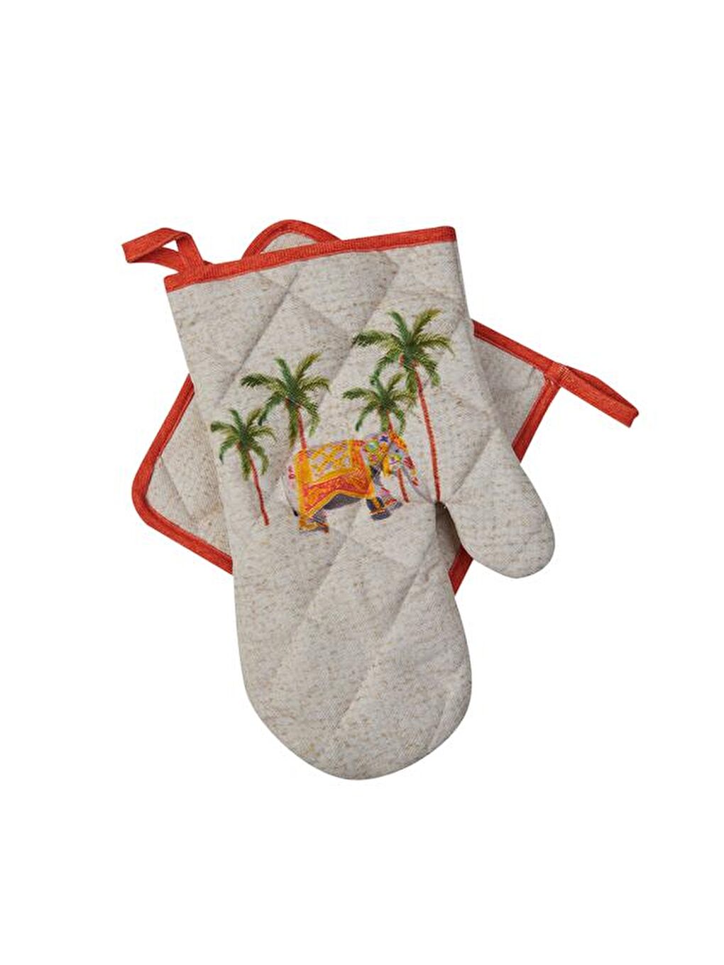 Karışık Ethnic Elep Mutfak Eldiveni Ve Tutaç Seti - 20x20 cm + 17x30 cm-1
