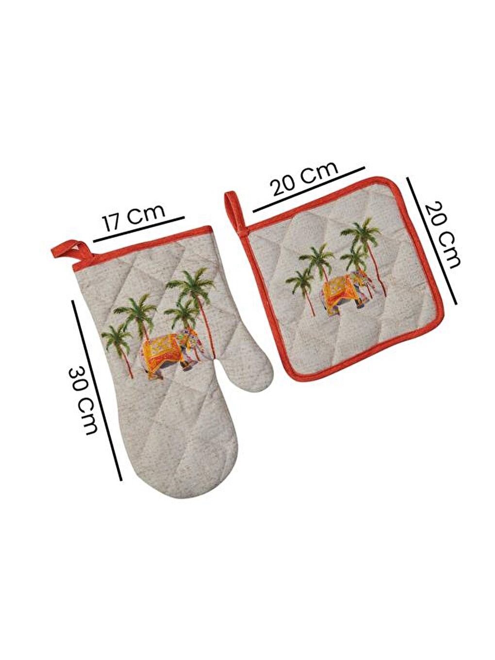 Karışık Ethnic Elep Mutfak Eldiveni Ve Tutaç Seti - 20x20 cm + 17x30 cm-3