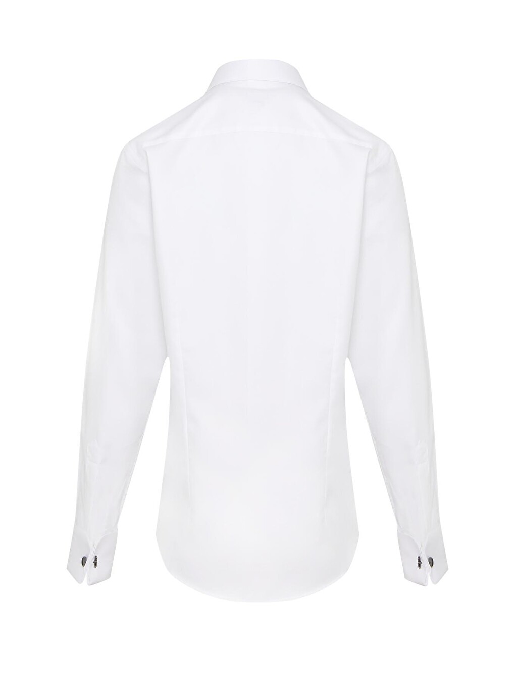 Beyaz Comfort Fit Desenli 100% Pamuk Slim Yaka Manşetli Uzun Kol Klasik Gömlek-1