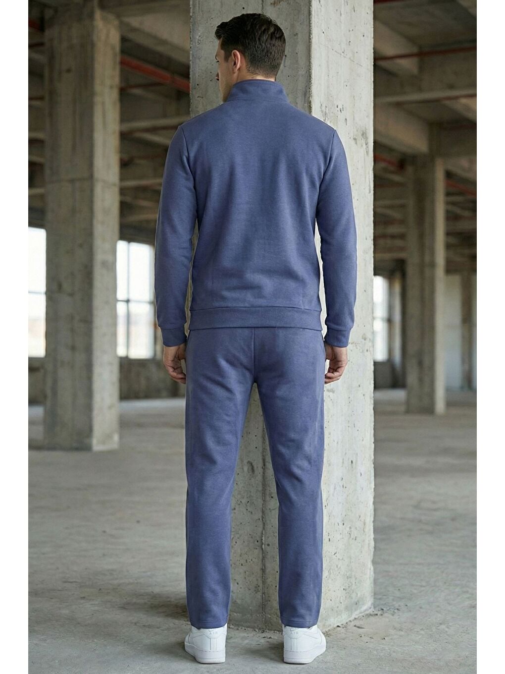 İndigo Erkek Yarım Fermuarlı Polo Yaka Şardonlu Sweat Bel Lastikli Pantolon İkili Takım-2