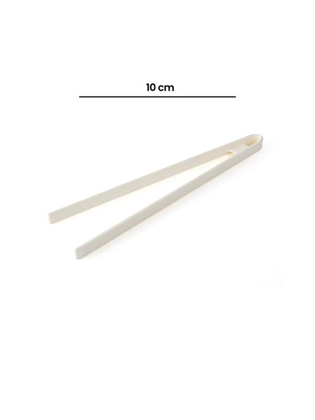 Bambu Saplı Silikon Maşa - 10 cm - Beyaz / Kahverengi-5