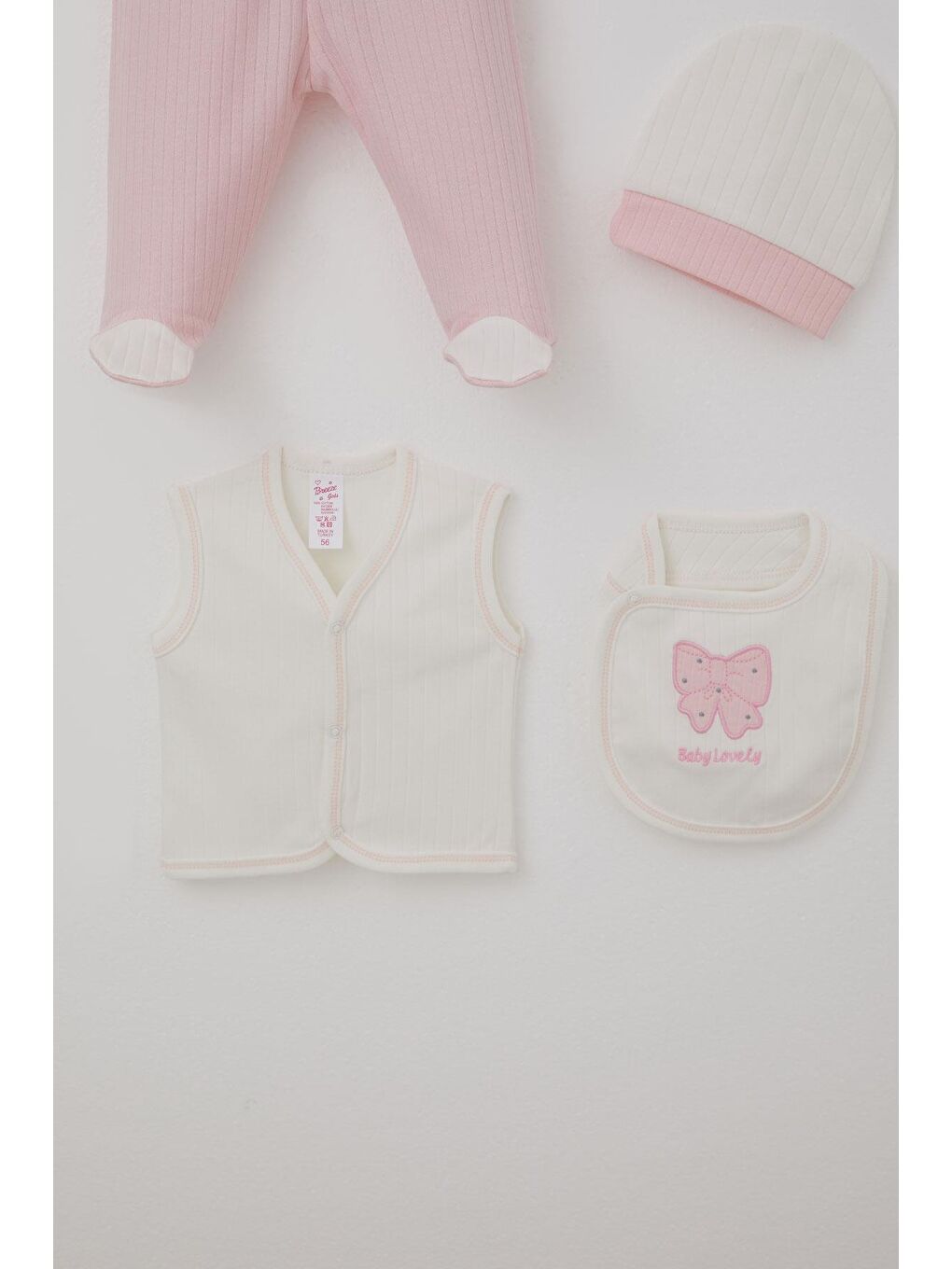 Kız Bebek Hastane Çıkışı 8 Li Fiyonk & Kelebek Nakışlı Ekru (0-3 Ay)-4