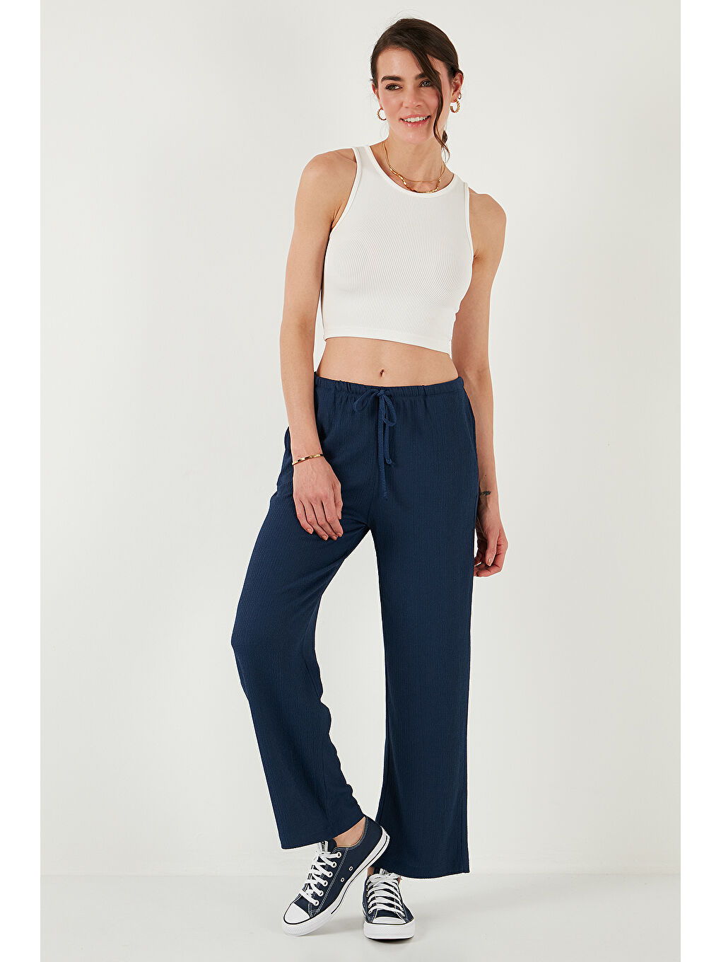 İndigo Regular Fit Normal Bel Geniş Paça Pantolon 5866117-2