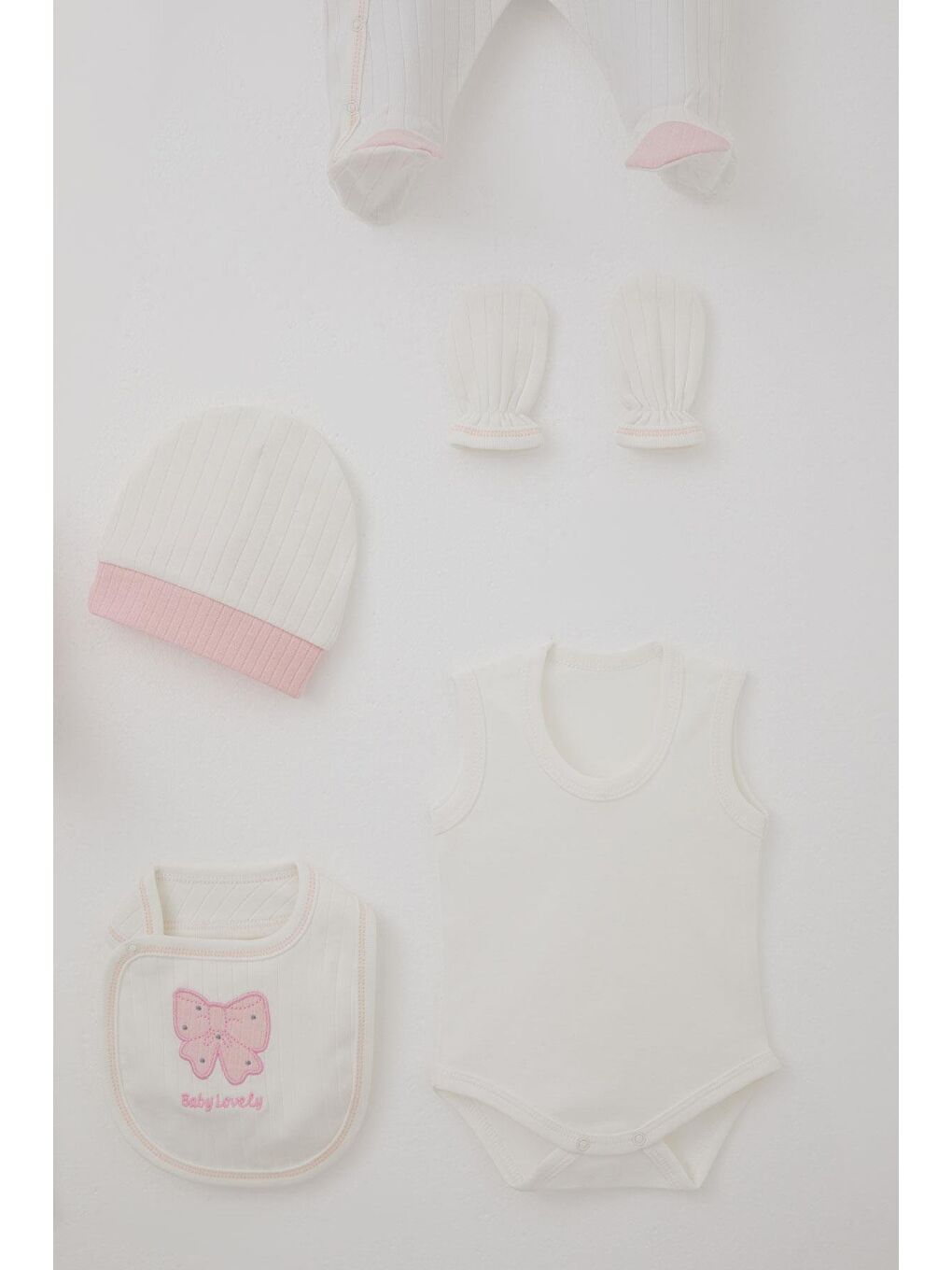 Kız Bebek Hastane Çıkışı 8 Li Fiyonk & Kelebek Nakışlı Ekru (0-3 Ay)-5