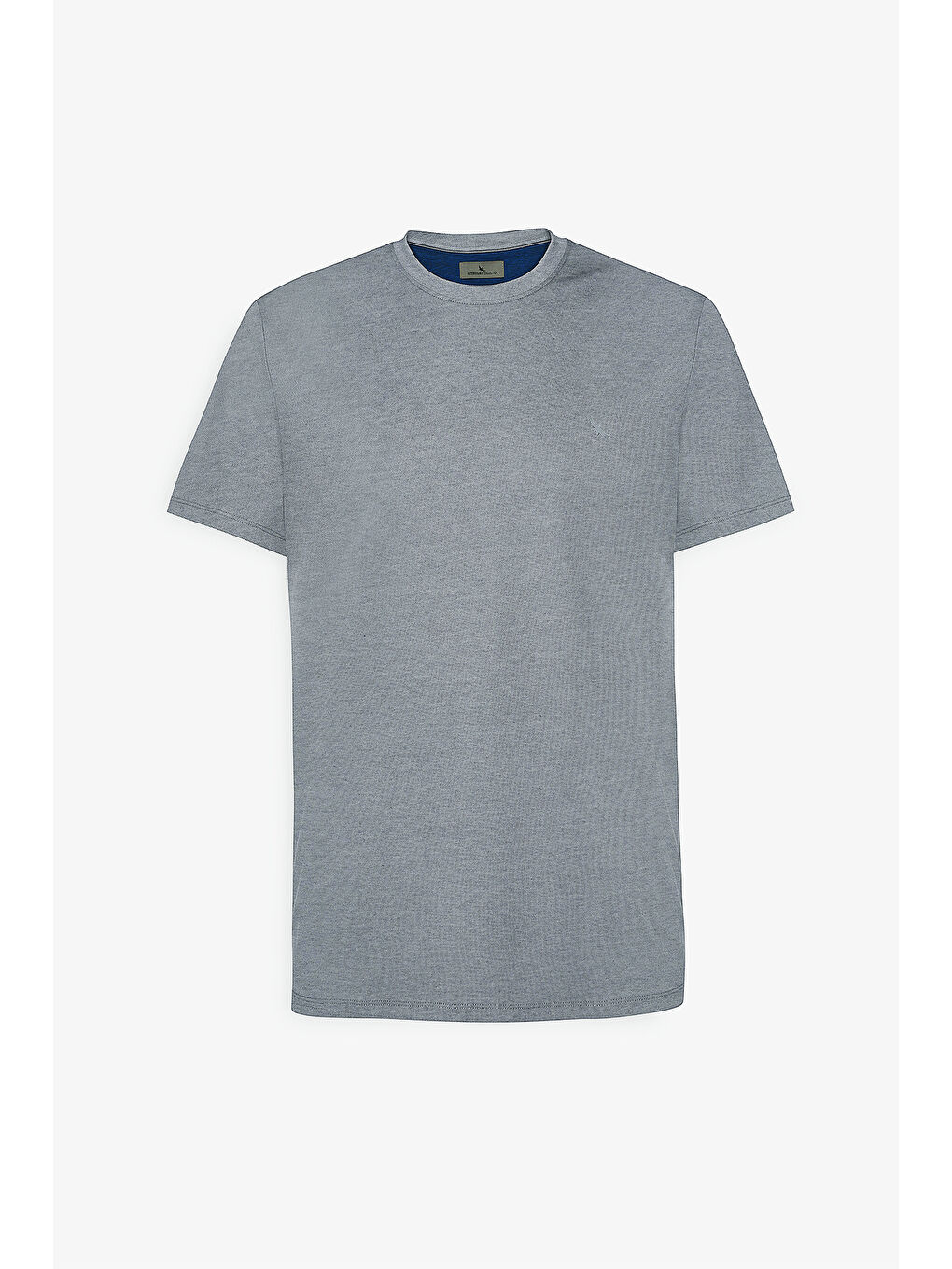 Erkek Mavi Slim Fit Dar Kesim Bisiklet Yaka Pamuklu Tişört-5