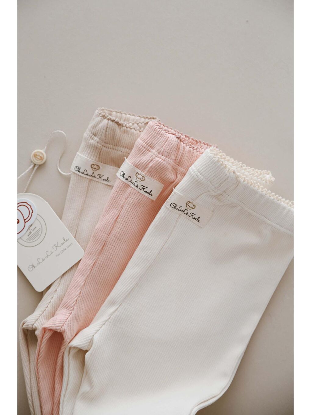 Bej 3Lü Bebek Kaşkorse Tayt Model 1-2