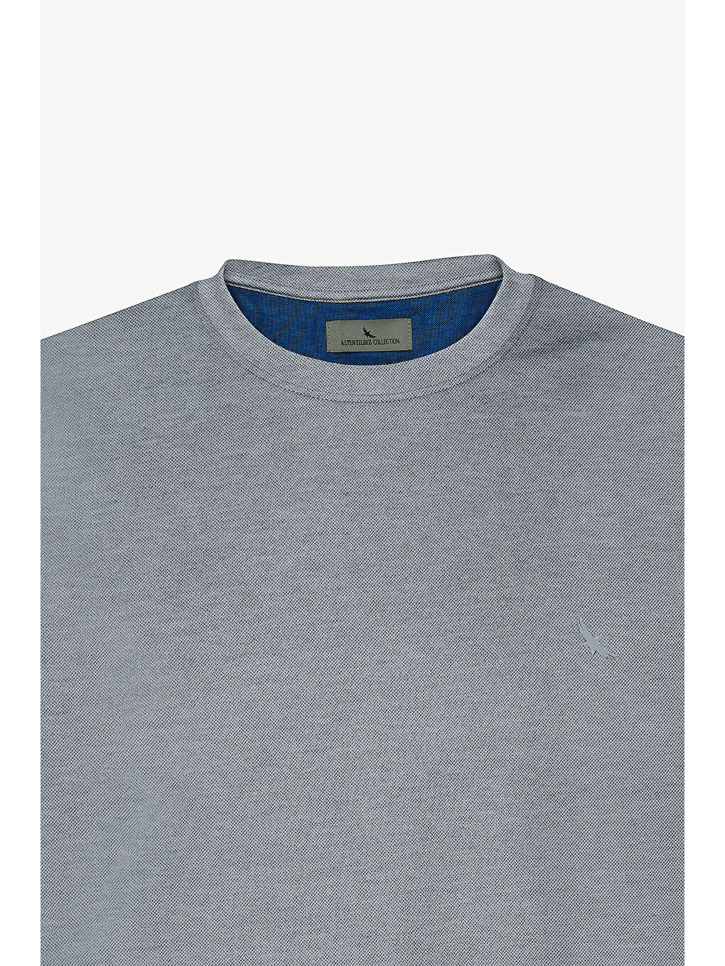 Erkek Mavi Slim Fit Dar Kesim Bisiklet Yaka Pamuklu Tişört-6