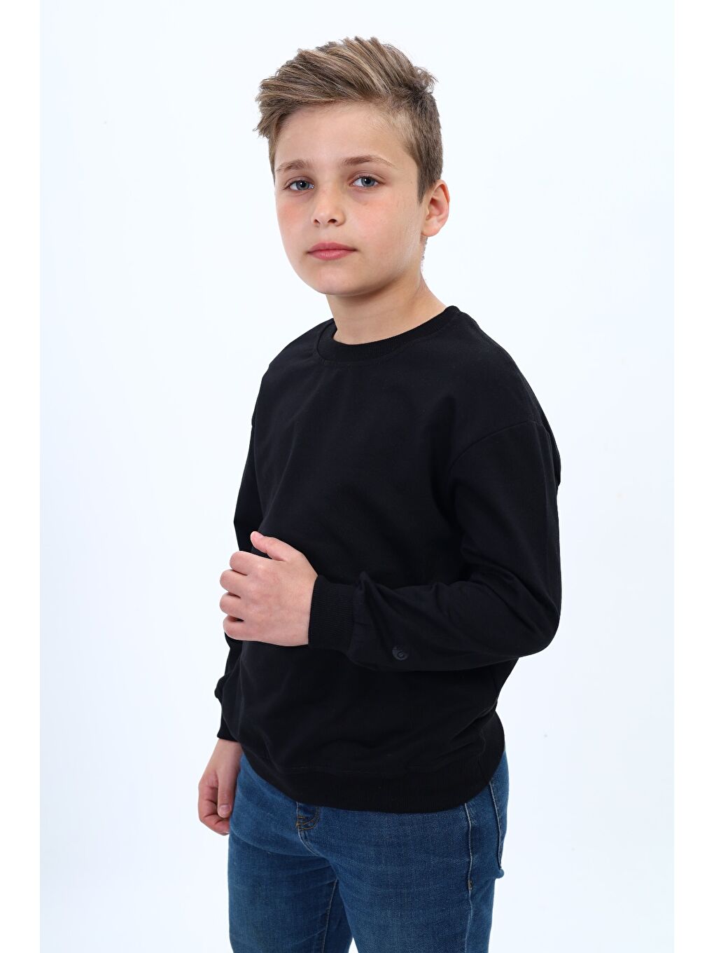 Siyah Erkek Çocuk Baskılı Sweatshirt-1