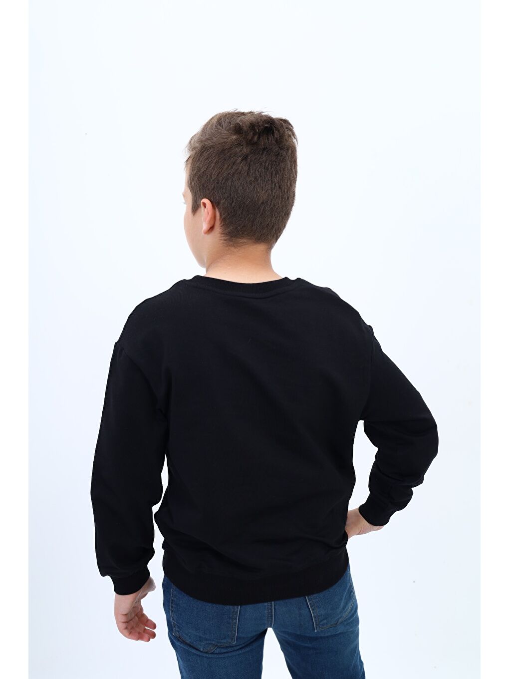 Siyah Erkek Çocuk Baskılı Sweatshirt-2