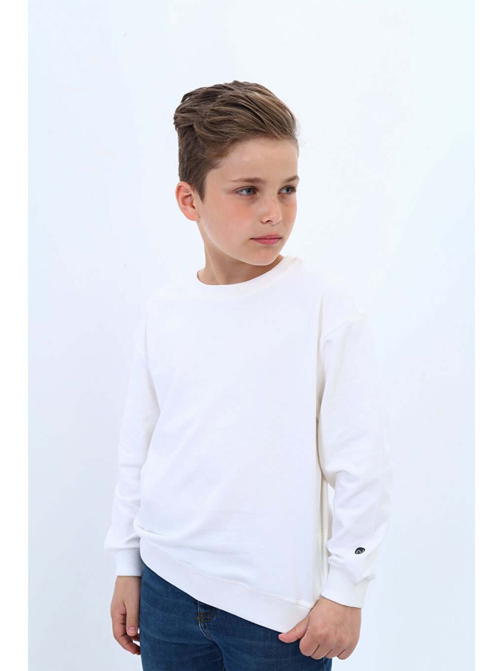 Ekru Erkek Çocuk Baskılı Sweatshirt-1