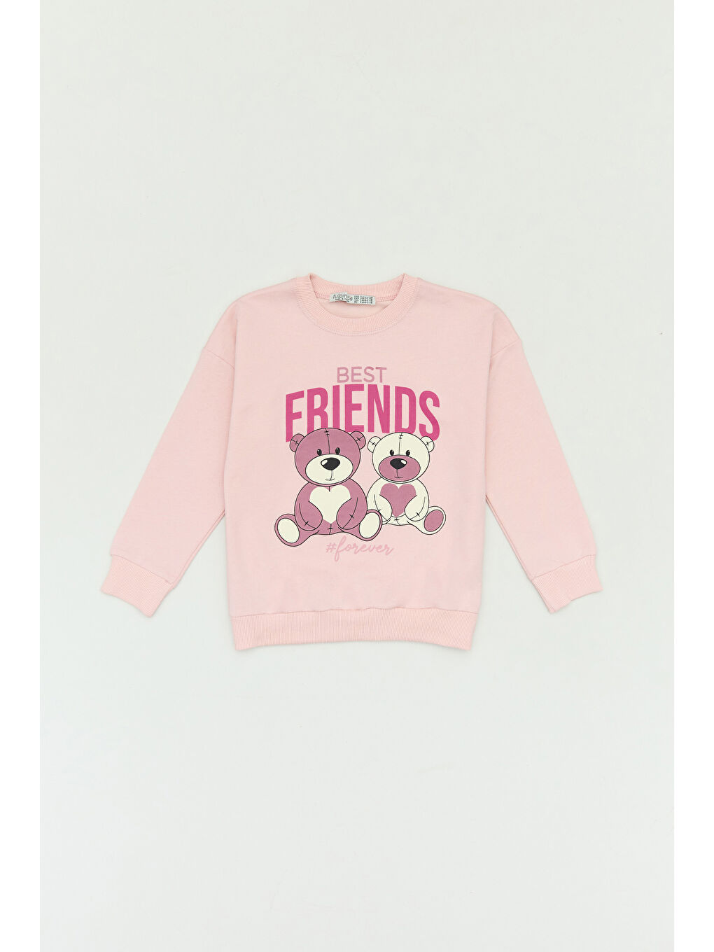 Fullamoda Pudra Pembe Ayıcık Baskılı Kız Çocuk Sweatshirt