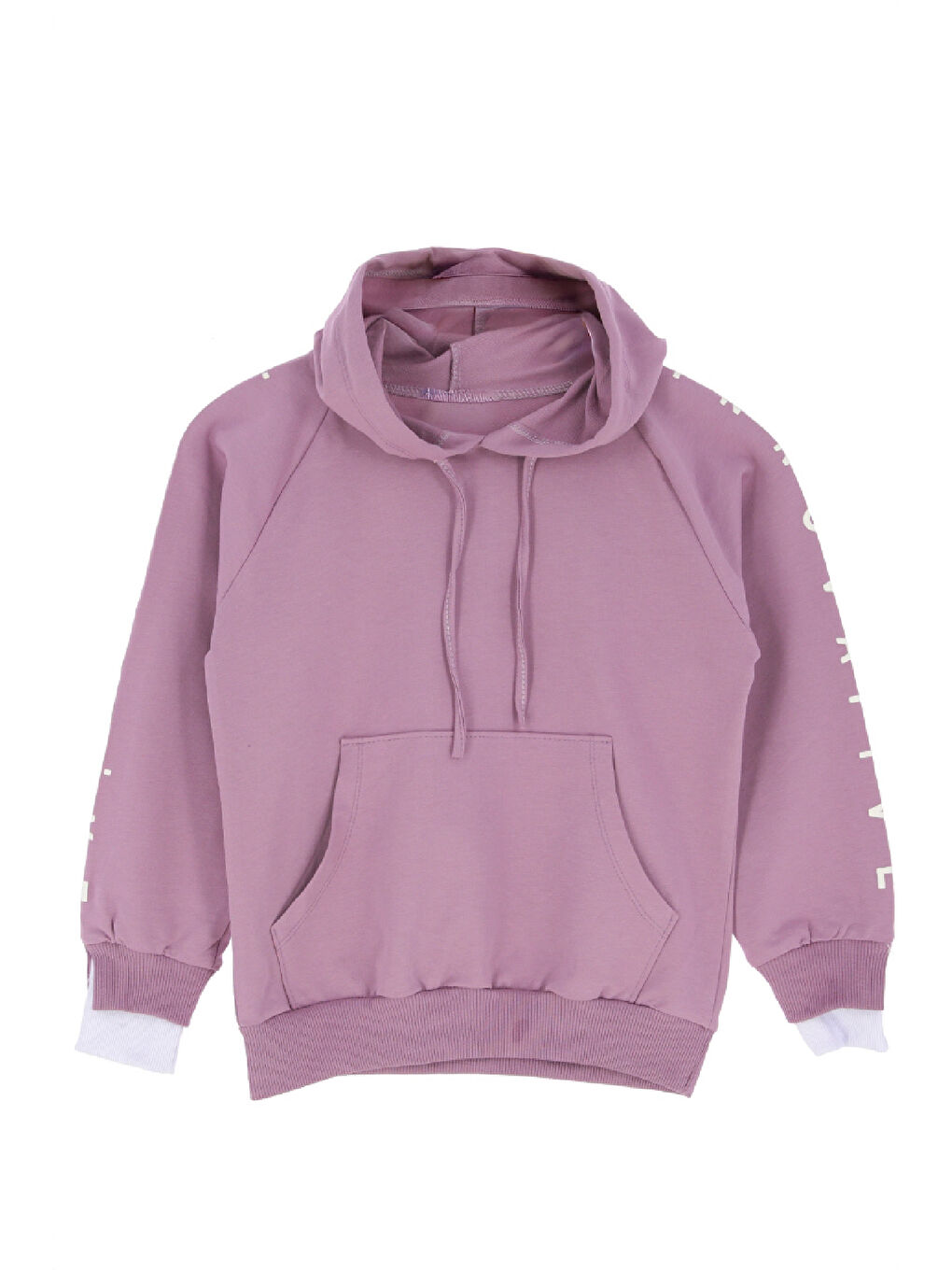 Pembe Kız Çocuk 2 İplik-Kapüşonlu-Manşeti Panelli Ve Garnili Sweatshirt 12-16 Yaş 12395