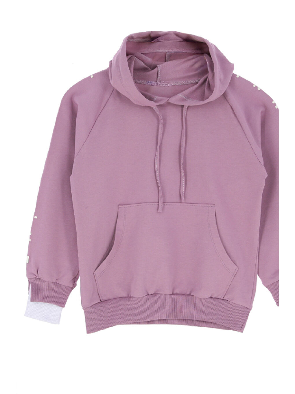 Pembe Kız Çocuk 2 İplik-Kapüşonlu-Manşeti Panelli Ve Garnili Sweatshirt 12-16 Yaş 12395-1
