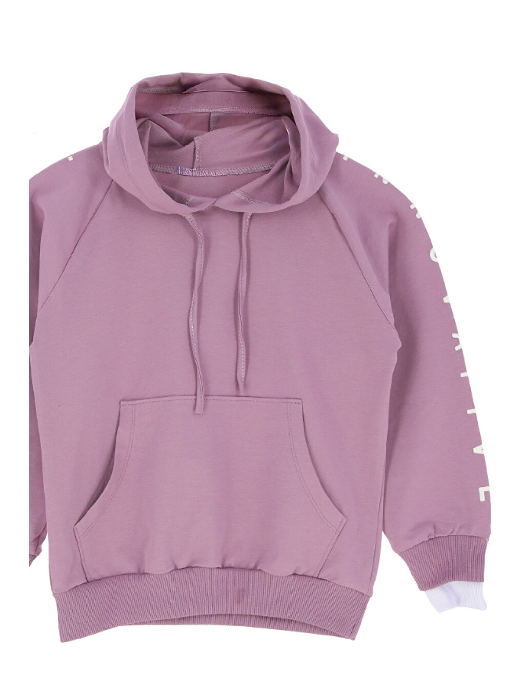 Pembe Kız Çocuk 2 İplik-Kapüşonlu-Manşeti Panelli Ve Garnili Sweatshirt 12-16 Yaş 12395-2