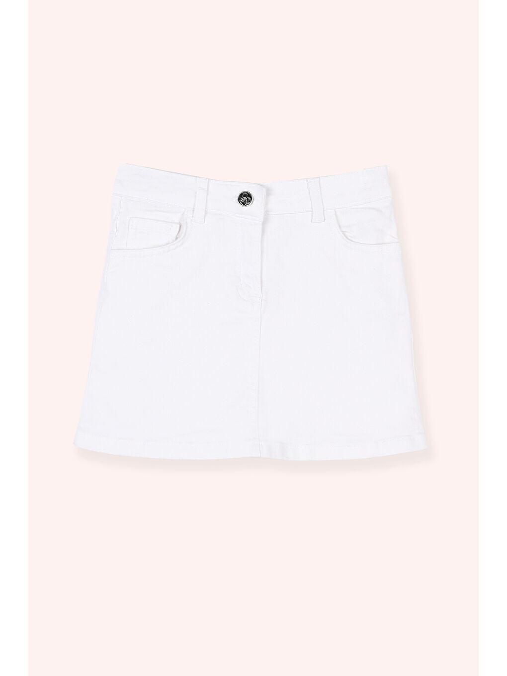 Kız Çocuk Düğmeli Etek Beyaz