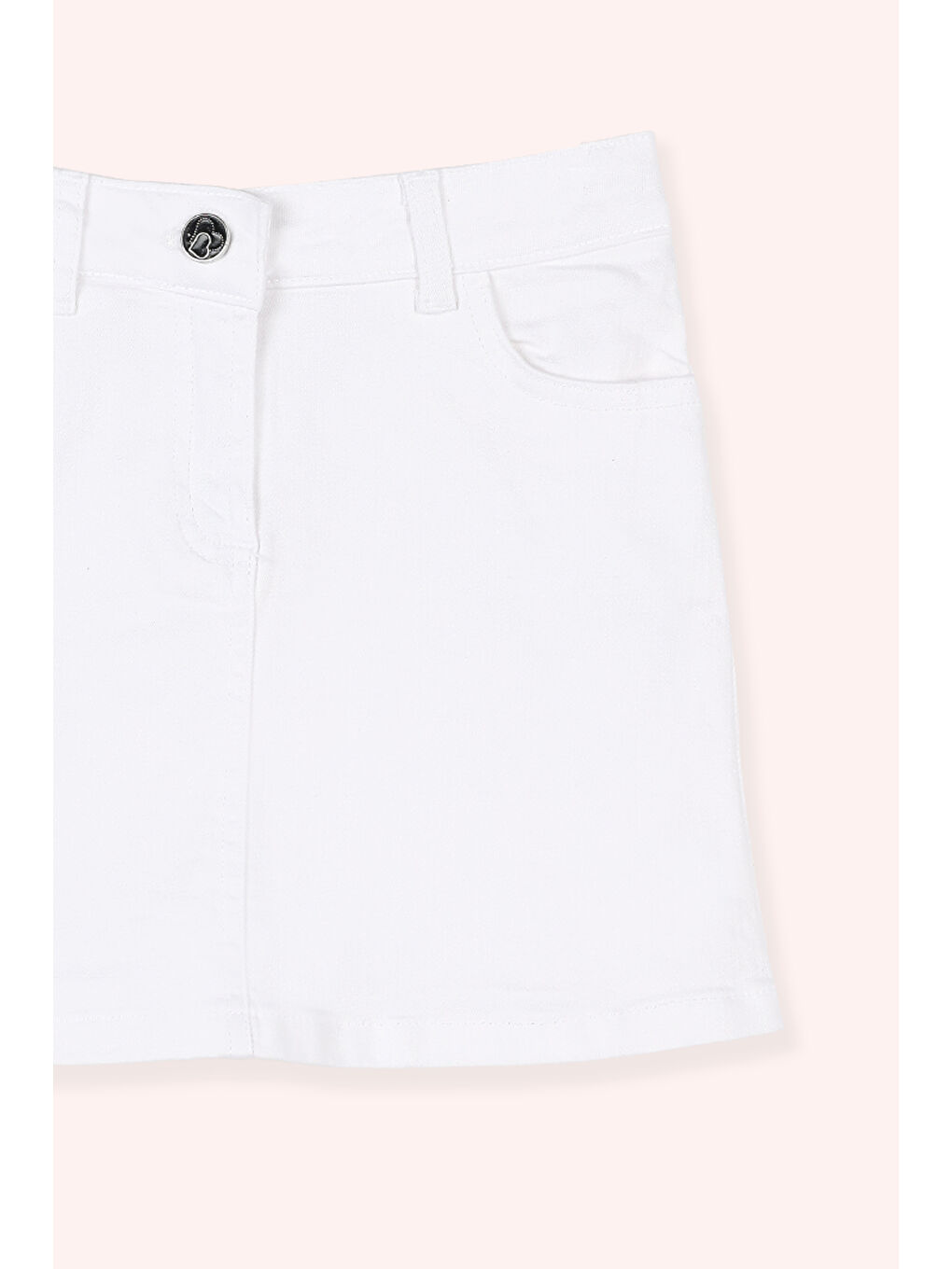 Kız Çocuk Düğmeli Etek Beyaz-1