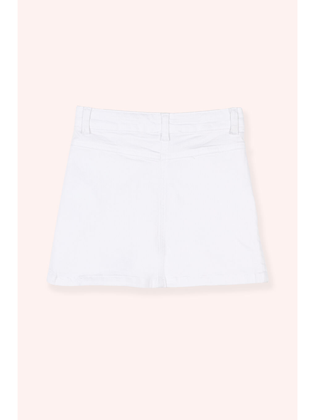 Kız Çocuk Düğmeli Etek Beyaz-2