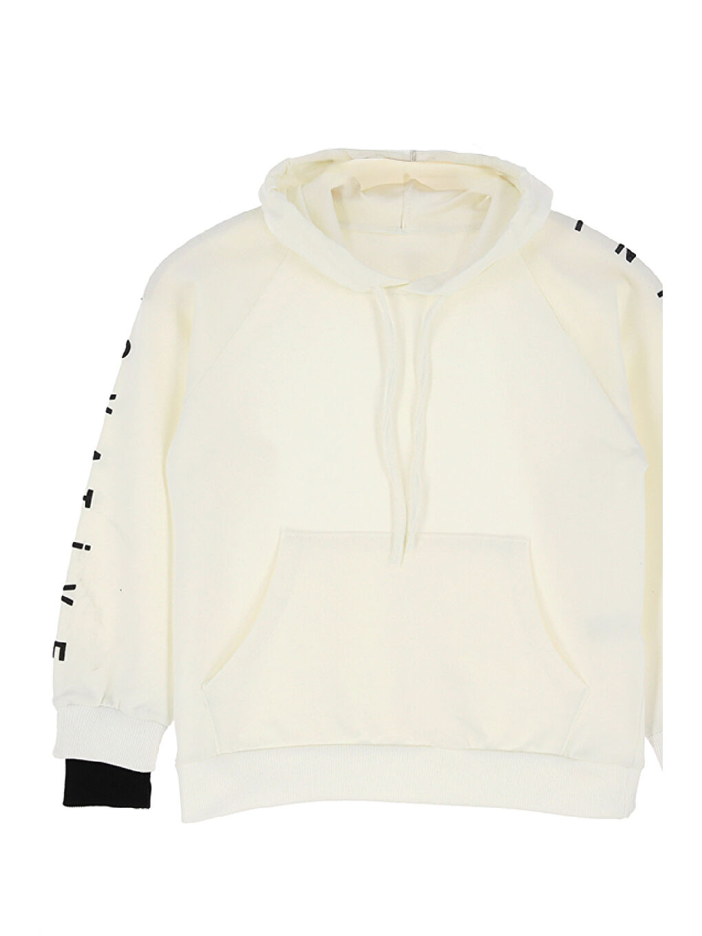 Ekru Kız Çocuk 2 İplik-Kapüşonlu-Manşeti Panelli Ve Garnili Sweatshirt 12-16 Yaş 12395-1