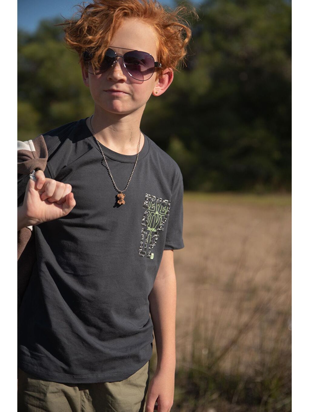 Erkek Çocuk Tişört Yazı Baskılı Antrasit (8-14 Yaş)-4