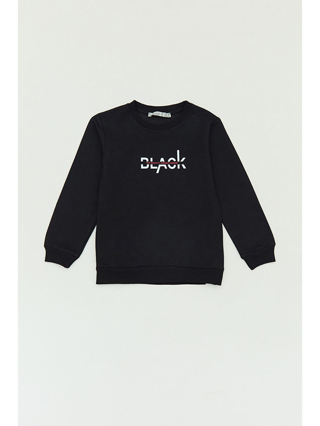 Fullamoda Siyah Yazı Baskılı Bisiklet Yaka Erkek Çocuk Sweatshirt