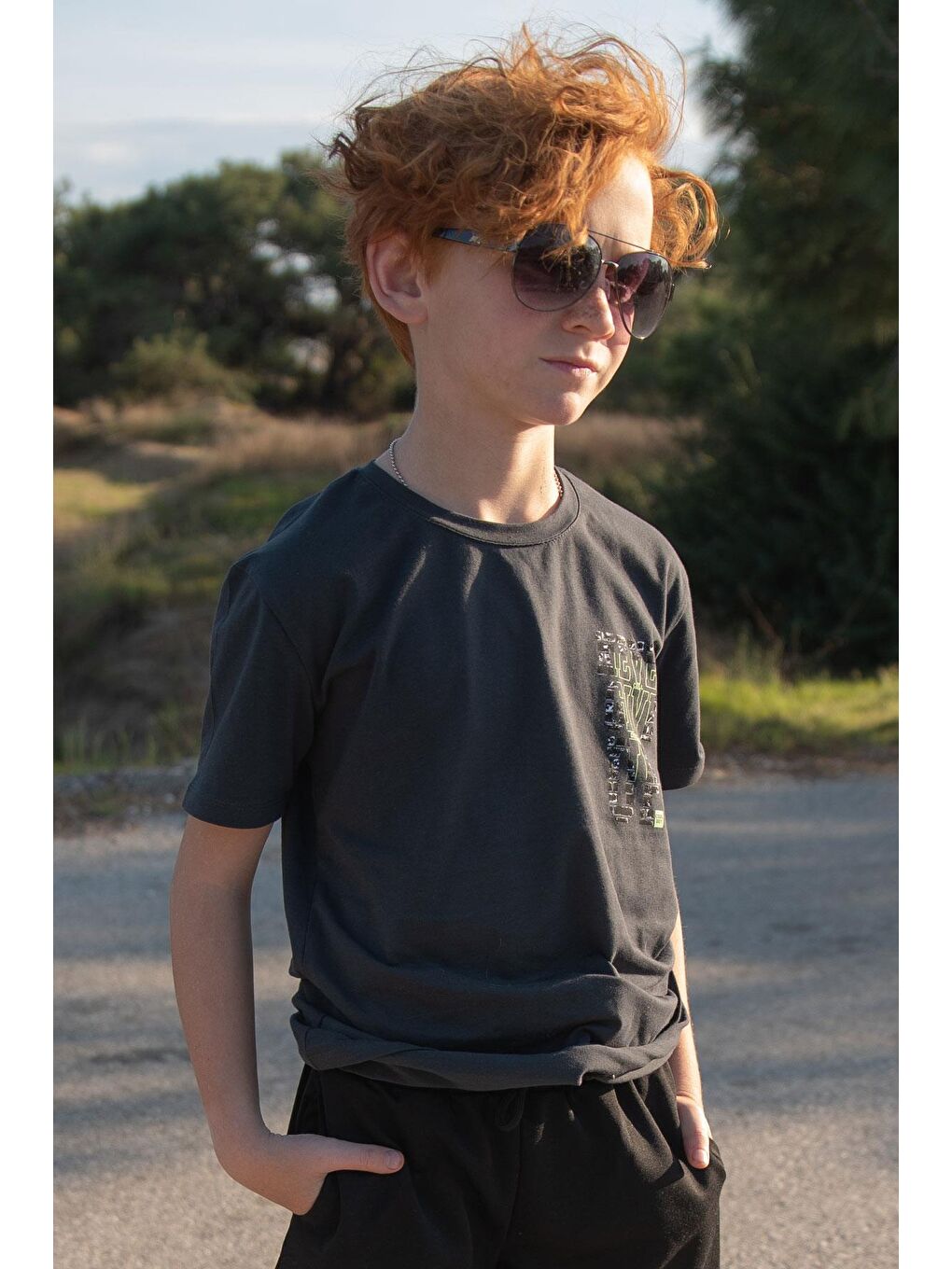 Erkek Çocuk Tişört Yazı Baskılı Antrasit (8-14 Yaş)-5