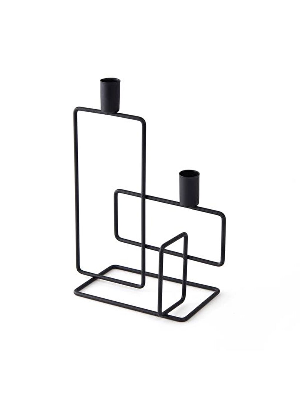 Dekoratif 2’li Dikey Şamdan - Siyah - 25x20 cm-2