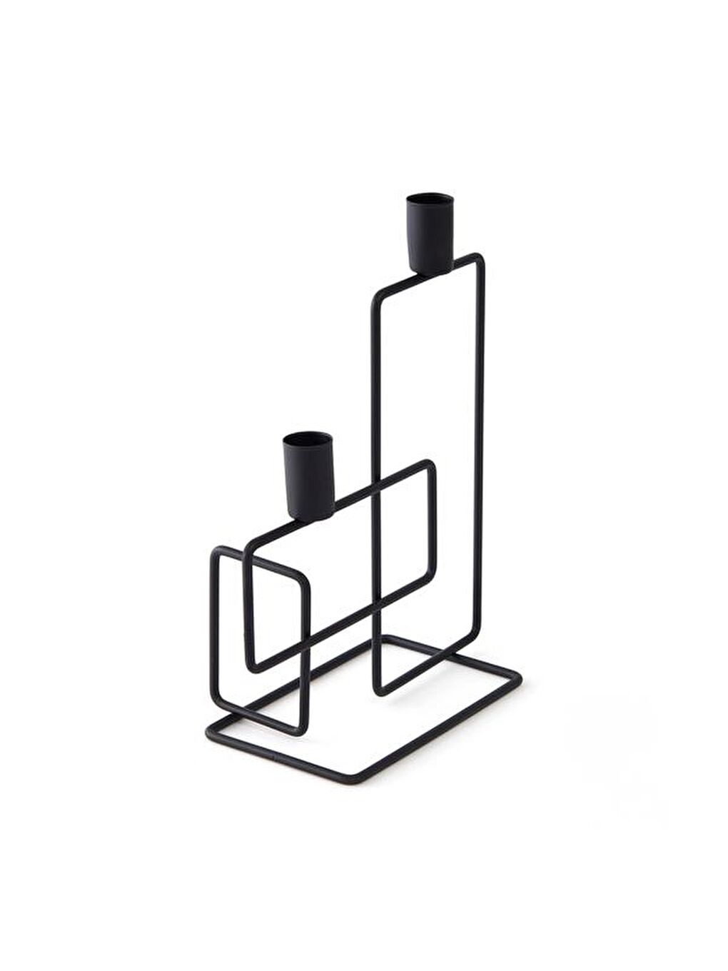 Dekoratif 2’li Dikey Şamdan - Siyah - 25x20 cm-3